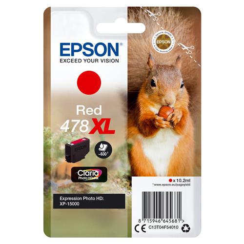 Epson Squirrel 478XL Claria Photo HD Single Red Ink