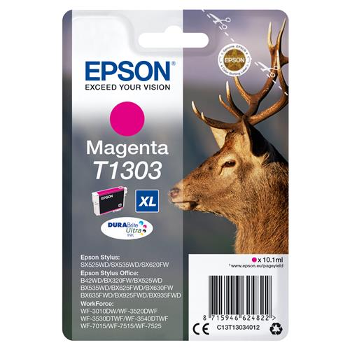 Epson Stag T1303 DURABrite Ultra Single Magenta Ink High (L) Yield Magenta Pigment-based ink 10.1 ml 1 pc(s) Single pack