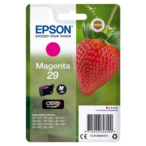 Epson Strawberry Singlepack Magenta 29 Claria Home Ink Standard Yield Magenta Pigment-based ink 3.2 ml 1 pc(s) Single pack