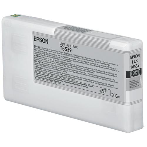 Epson T6539 Light Light Black Ink Cartridge (200ml). Colour ink type: Pigment-based ink Black ink volume: 200 ml Printing colours: Light light black Quantity per pack: 1 pc(s)