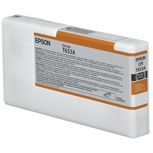 Epson T653A Orange Ink Cartridge (200ml). Colour ink type: Pigment-based ink Cartridge capacity: Standard Yield Supply type: Single pack Colour ink volume: 200 ml Printing colours: Orange Quantity per pack: 1 pc(s)