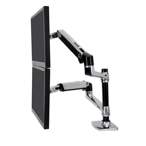 Ergotron LX Series Dual Stacking Arm. Maximum weight capacity: 18.1 kg Maximum screen size: 61 cm (24") Minimum VESA mount: 75 x 75 mm Maximum VESA mount: 100 x 100 mm. Height adjustment Tilt angle range: -75 - 75. Product colour: Silver