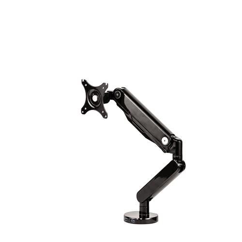 Fellowes Platinum Series Monitor Arm - Monitor Mount for 8KG 40 Inch Screens - Adjustable Monitor Desk Mount - Tilt 45 Pan 180 Swivel 360 Rotation 360 VESA 75 x 75/100 x 100 - Black Clamp/Grommet 8 kg 101.6 cm (40") 100 x 100 mm Height adju