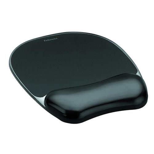 Fellowes Mouse Mat Wrist Support - Crystals Gel Mouse Pad with Non Slip Rubber Base - Ergonomic Mouse Mat for Computer Laptop Home Office Use - Compatible with Laser and Optical Mice - Black