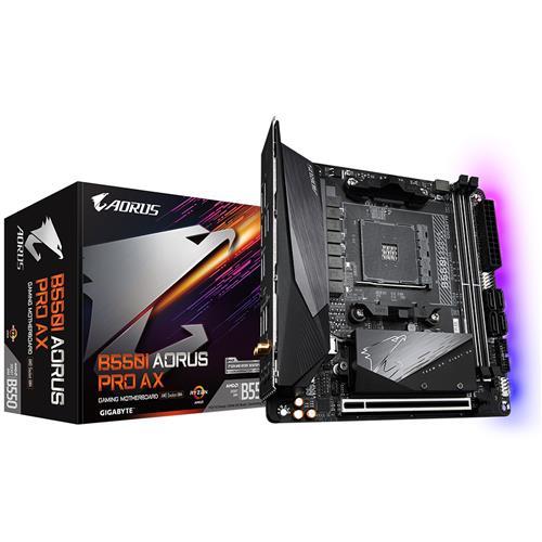 GIGABYTE B550I AORUS PRO AX Motherboard - AMD Ryzen 5000 CPUs 8 Phases VRM up to 5300MHz DDR4 1xPCIe 4.0 + 1xPCIe 3.0 M.2 Wi-Fi 6E 2.5GbE LAN USB 3.2 Gen 2