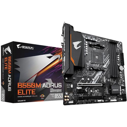 GIGABYTE B550M AORUS ELITE Motherboard - AMD Ryzen 5000 CPUs 5+3 Phases VRM up to 4733MHz DDR4 1xPCIe 4.0 + 1xPCIe 3.0 M.2 1GbE LAN USB 3.2 Gen 1
