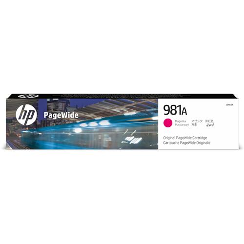 HP 981A Magenta Original PageWide Cartridge. Colour ink type: Pigment-based ink Cartridge capacity: Standard Yield Colour ink page yield: 6000 pages Colour ink volume: 69 ml Printing colours: Magenta Quantity per pack: 1 pc(s)