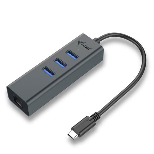 i-tec Metal USB-C HUB 3 Port + Gigabit Ethernet Adapter Grey LAN Realtek 0411 Realtek 8153 96 mm 30 mm 21 mm