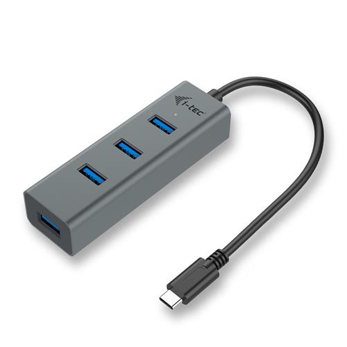 i-tec Metal USB-C HUB 4 Port USB 3.2 Gen 1 (3.1 Gen 1) Type-C USB 3.2 Gen 1 (3.1 Gen 1) Type-A 5000 Mbit/s Grey Android 96 mm