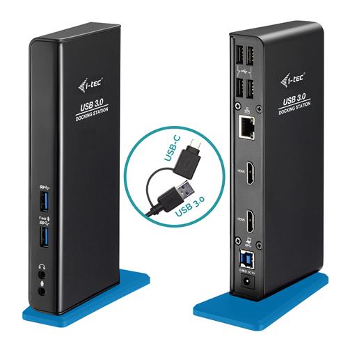 i-tec USB 3.0/USB-C Dual HDMI Docking Station Wired USB 3.2 Gen 1 (3.1 Gen 1) Type-A 3.5 mm 101001000 Mbit/s Black UK