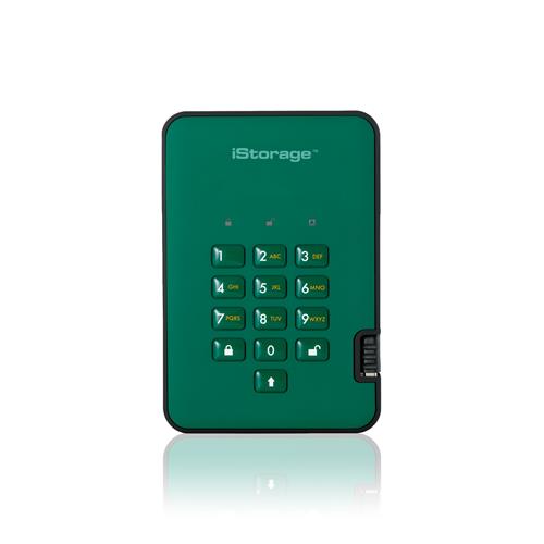 iStorage diskAshur SSD 2TB Green | Secure Portable Solid State Drive |AES-XTS 256-bit Hardware Encryption | PIN protected | OS & Platform Independent | TAA Compliant |Brute force hack defence | Dust/Water Resistant