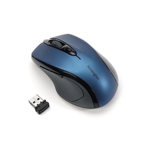 Kensington Pro Fit Mid-Size Wireless Mouse - Sapphire Blue. Movement detection technology: Optical Device interface: RF Wireless Movement resolution: 1600 DPI Buttons quantity: 3 Scroll type: Wheel. Product colour: Blue