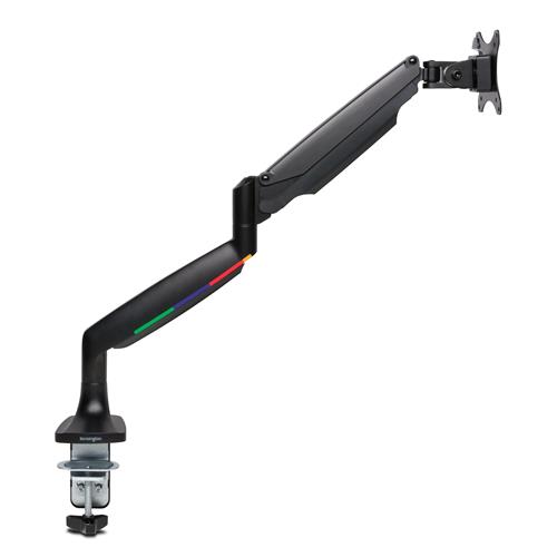 Kensington SmartFit One-Touch Height-Adjustable Single Monitor Arm. Mounting: Clamp Maximum weight capacity: 9 kg Minimum screen size: 33 cm (13") Maximum screen size: 86.4 cm (34"). Height adjustment. Product colour: Black