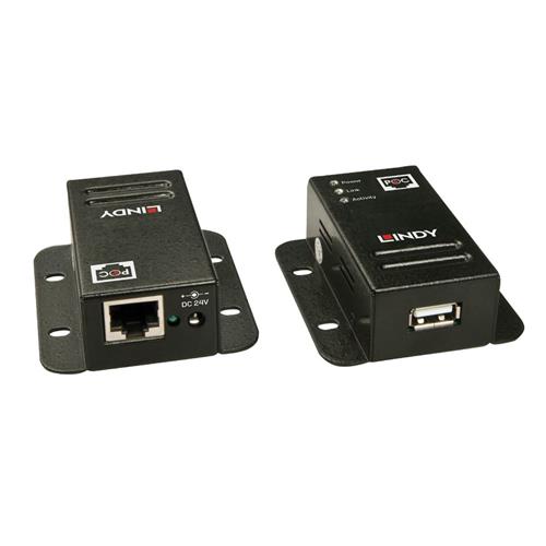 Lindy 50m USB 2.0 Cat.6 Extender Network transmitter & receiver 50 m 480 Mbit/s Cat5 Cat5e Cat6 NS1021 Black