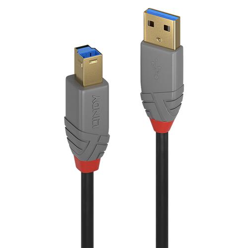 Lindy 3m USB 3.2 Type A to B Cable 5Gbps Anthra Line