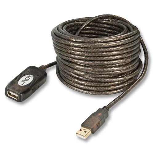 Lindy 20m USB 2.0 Active Extension. Cable length: 20 m. Maximum data transfer rate: 0.48 Gbit/s