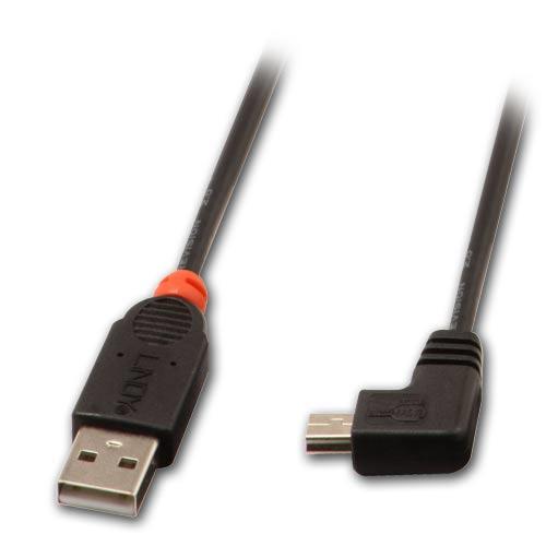 Lindy 2m USB 2.0 Cable - Type A to Mini-B 90 Degree Right Angle