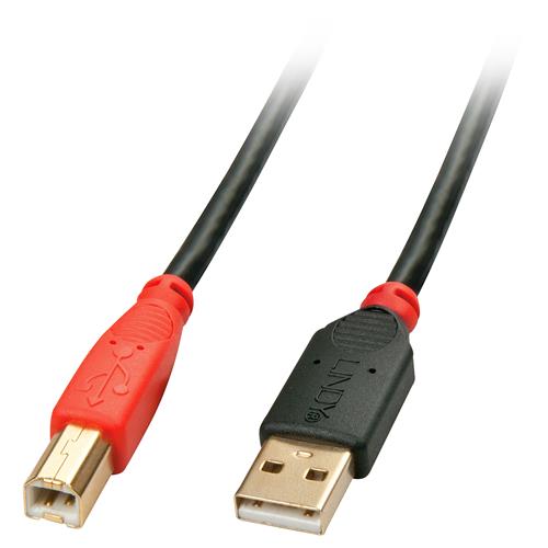 Lindy 10m USB 2.0 Type A to B Active Cable. Cable length: 10 m. Connector 1: USB A Connector 2: USB B USB version: USB 2.0 Connector gender: Male/Male Maximum data transfer rate: 0.48 Gbit/s Product colour: Black Red