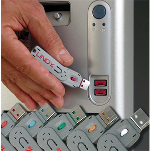 Lindy USB Port Blocker - Pack of 4 Colour Code: Blue