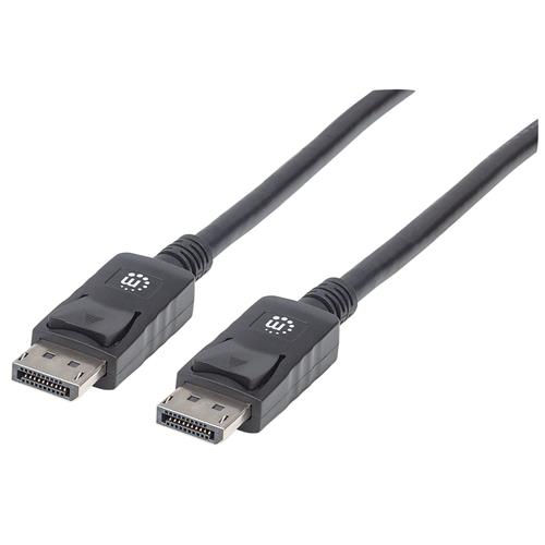 Manhattan DisplayPort 1.2 Cable 4K@60hz 2m Male to Male With Latches Fully Shielded Black Lifetime Warranty Equivalent to DISPL2M