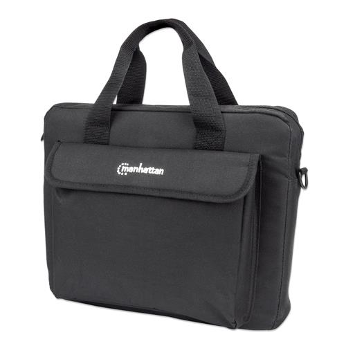 Manhattan London Laptop Bag 12.5" Top Loader Black LOW COST Accessories Pocket Shoulder Strap (removable) Notebook Case Three Year Warranty