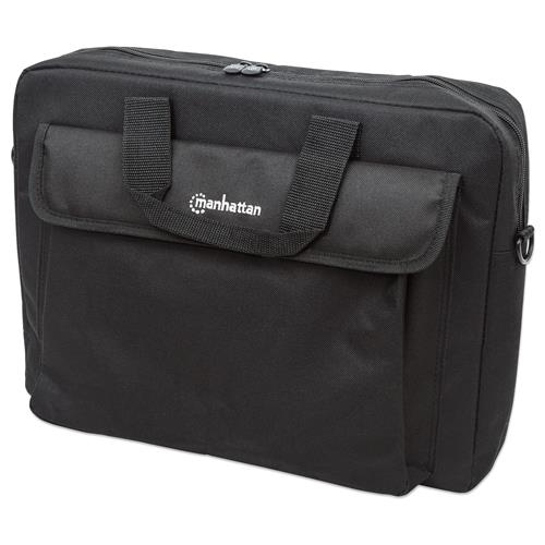 Manhattan London Laptop Bag 15.6" Top Loader Black LOW COST Accessories Pocket Shoulder Strap (removable) Cheaper alternative to Targus TAR300 Notebook Case Three Year Warranty