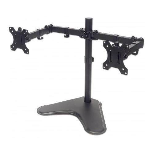 Manhattan Dual Desk Mount for TV & Monitors (Full Motion) Stand Assembly For screens: 10-27" VESA compatibility: 75x75 and 100x100mm - check the dimensions of the four mounting holes on back of screen to ensure it fits Max 8kg (each) Black Brac