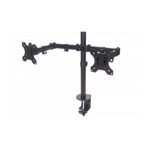 Manhattan Dual Desk Mount for TV & Monitors (Full Motion) For screens 10" to 27" Clamp Assembly VESA compatibility: 75x75 and 100x100mm - check the dimensions of the four mounting holes on back of screen to ensure it fits Max 8kg (each) Black B