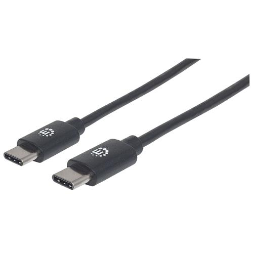 Photos - Cable (video, audio, USB) MANHATTAN USB-C to USB-C Cable 3m Male to Male Black 480 Mbps  Hi-Speed USB Lifetime Warranty Equivalent to USB2CC3 (USB 2.0)