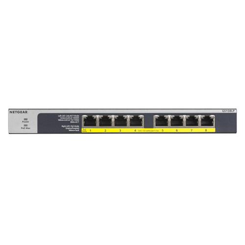 Netgear GS108LP Unmanaged Gigabit Ethernet (10/100/1000) Power over Ethernet (PoE) Rack mounting 1U Wall mountable