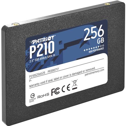 Patriot Memory P210. SSD capacity: 256 GB SSD form factor: 2.5" Read speed: 500 MB/s Write speed: 400 MB/s Component for: PC/Laptop