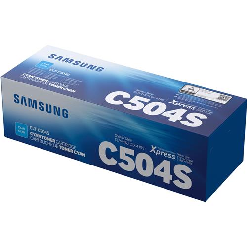 Samsung CLT-C504S Cyan Original Toner Cartridge. Colour toner page yield: 1800 pages Printing colours: Cyan Quantity per pack: 1 pc(s)