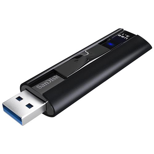Sandisk Extreme Pro. Capacity: 128 GB Device interface: USB Type-A USB version: 3.2 Gen 1 (3.1 Gen 1) Read speed: 420 MB/s Write speed: 380 MB/s. Form factor: Slide. Password protection. Weight: 17 g. Product colour: Black