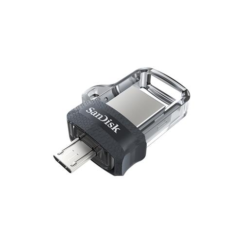 SanDisk Ultra Dual m3.0 USB flash drive 256 GB USB Type-A / Micro-USB 3.2 Gen 1 (3.1 Gen 1) Black Silver Transparent