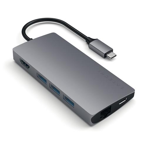 Satechi Multi-Port Adapter V2 Dock st. USB 3.2 Gen 1 (3.1 Gen 1) Type-C Grey MicroSD (TransFlash) SD HDMI RJ-45 USB 3.2 Gen 1 (3.1 Gen 1) Type-A Aluminium USB