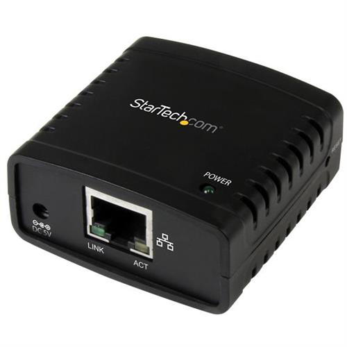 StarTech.com 10/100Mbps Ethernet to USB 2.0 Network LPR Print Server Black Activity Link Power Ethernet LAN IEEE 802.3 IEEE 802.3u 10100 Mbit/s 10BASE-T 100BASE-TX