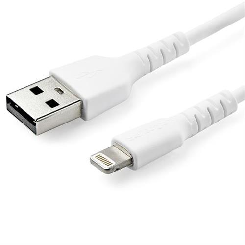 Photos - Cable (video, audio, USB) Startech.com 3 foot (1m) Durable White USB-A to Lightning Cable - Heavy Duty Rugged Aramid Fiber USB Type A to Lightning Cha 