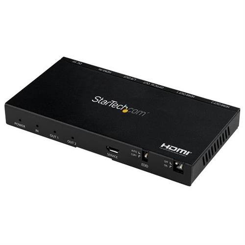 StarTech.com 2-Port HDMI Splitter (1x2) - 4K 60Hz UHD HDMI 2.0 Audio Video Splitter w/ Scaler & Audio Extractor (3.5mm/SPDIF) - Dual HDMI Splitter (1-In 2-Out) - EDID Copy - TV/Projector Black Metal 1280 x 720 (HD 720) 1920 x 1080 (HD 1080) 3840