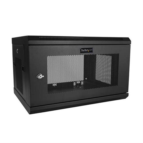 StarTech.com 2-Post 6U Wall Mount Network Cabinet with 1U Shelf 19" Wall-Mounted Server Rack for Data / Networking / AV / Electronics / Computer Equipment Small Vented Rack Enclosure