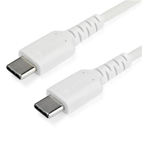 StarTech.com 6.6ft (2m) USB-C Fast Charging Cable Rugged Charge & Sync 60W (3A) PD USB 2.0 White TPE Jacket and Aramid Fiber - USB C Charging Cord