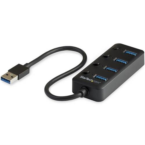 StarTech.com 4 Port Bus Powered USB Hub with Individual On/Off Switches USB 3.0 (5Gbps) Expansion Hub Desktop/Laptop USB-A to USB-A Splitter USB 3.2 Gen 1 (3.1 Gen 1) Type-A USB 3.2 Gen 1 (3.1 Gen 1) Type-A 5000 Mbit/s Black Plastic Power