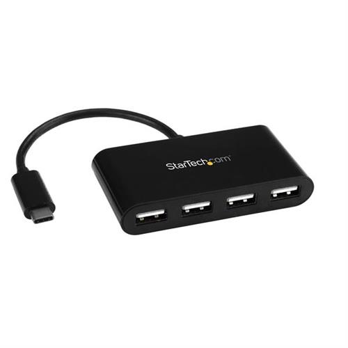 StarTech.com 4-Port USB-C Hub - Mini Hub - USB-C to 4x USB-A - USB 2.0 USB 2.0 Type-C USB 2.0 480 Mbit/s Black Plastic 0.16 m