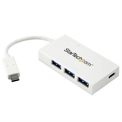 StarTech.com 4 Port USB C Hub with 1x USB-C & 3x USB-A Ports (SuperSpeed 5Gbps) - USB Bus Powered - Portable/Laptop USB 3.0 Adapter Hub - USB 3.2 Gen 1 Type-C Hub - White - TAA USB 3.2 Gen 1 (3.1 Gen 1) Type-C USB 3.2 Gen 1 (3.1 Gen 1) Type-A USB