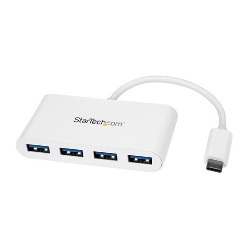 StarTech.com 4 Port USB C Hub with 4x USB-A Ports (USB 3.0 SuperSpeed 5Gbps) - USB Bus Powered - Portable/Laptop USB-C to USB-A Adapter Hub - USB 3.2 Gen 1 Type-C Hub - White