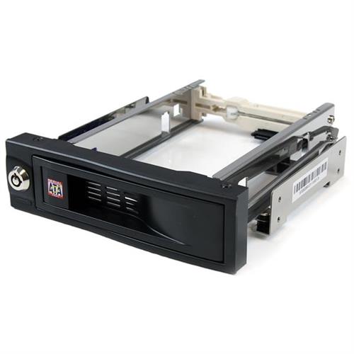 StarTech.com 5.25in Trayless Hot Swap Mobile Rack for 3.5in Hard Drive TAA-Compliant 13.3 cm (5.25") Bezel panel Black 3.5" Serial ATA Serial ATA II Serial ATA III Aluminium PU plastic