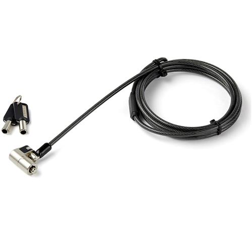 StarTech.com 6.6ft (2m) 3-in-1 Universal Laptop Cable Lock - Keyed Laptop/Desktop Security Cable Lock Compatible w/ K-Slot Nano & Wedge Slot Computer - Anti-Theft Steel Cable Lock with Keys - TAA 2 m Kensington 2 Keys Black Stainless steel