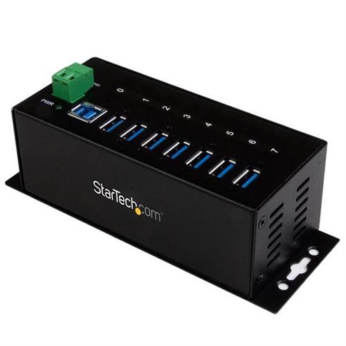 StarTech.com 7-Port USB 3.0 Hub (5Gbps) - Metal Industrial USB-A Hub with ESD Protection & 350W Surge Protection - Din Rail Wall or Desk Mountable - TAA Compliant USB Expander Hub
