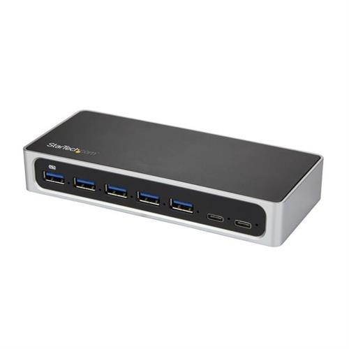 StarTech.com 7 Port USB C Hub with Fast Charge Port - USB-C to 5x USB-A 2x USB-C (USB 3.0 SuperSpeed 5Gbps) - Self Powered USB 3.2 Gen 1 Type-C Hub w/ Power Adapter - Desktop/Laptop Hub USB 3.2 Gen 1 (3.1 Gen 1) Type-B USB 3.2 Gen 1 (3.1 Gen 1) Typ