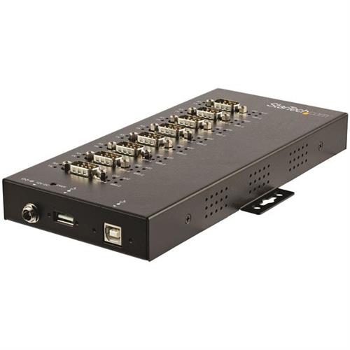 StarTech.com 8 Port Serial Hub USB to RS232/RS485/RS422 Adapter - Industrial USB 2.0 to DB9 Serial Converter Hub - IP30 Rated - Din Rail Mountable Metal Serial Hub - 15kV ESD Protection - TAA