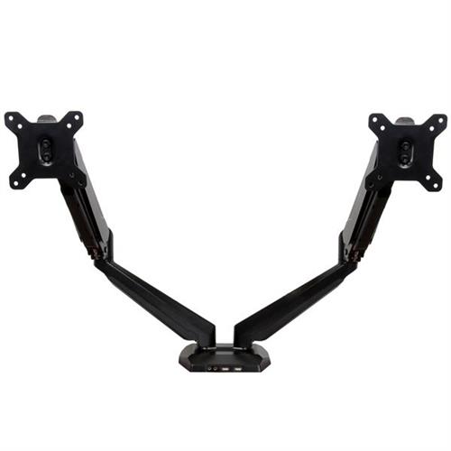 StarTech.com Desk Mount Dual Monitor Arm with USB & Audio Desk Clamp VESA Mount for up to 32" (17.6lb/8kg) Displays Ergonomic Full Motion Dual Monitor Arm - Black Clamp 8 kg 30.5 cm (12") 76.2 cm (30") 100 x 100 mm Black